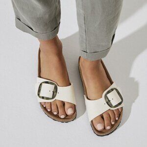 Birkenstock Madrid Vegan Big Buckle Rivet Logo Canvas Eggshell Canvas US 10/10.5